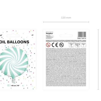 Helium Ballon Mintgroen Swirl 45cm leeg van Partydeco koop je bij Partywinkel