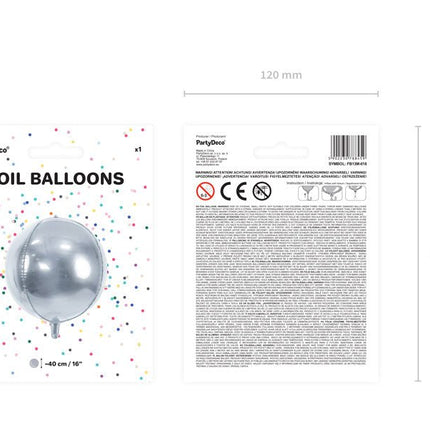 Helium Ballon Rond Zilver Leeg 40cm van Partydeco koop je bij Partywinkel