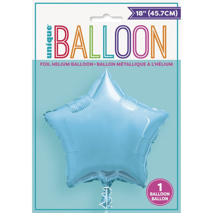Helium Ballon Ster Lichtblauw Leeg 45cm van Unique koop je bij Partywinkel