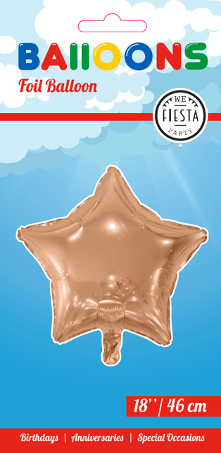 Helium Ballon Ster Rose Goud 46cm leeg van WeFiesta koop je bij Partywinkel