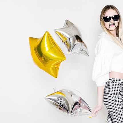 Helium Ballon Ster Zilver Leeg 48cm van Partydeco koop je bij Partywinkel