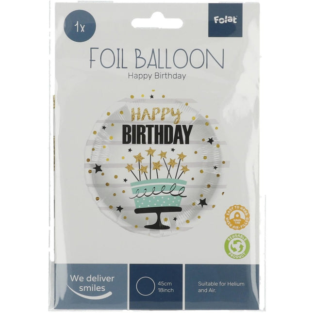 Helium Ballon Verjaardagstaart Sterren Leeg 45cm van Folat koop je bij Partywinkel