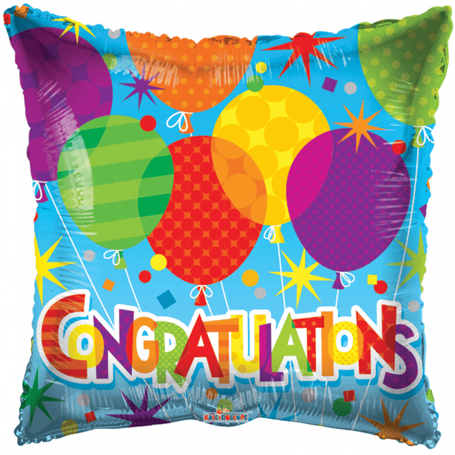 Helium Ballon Vierkant Congratulations Ballonnen 45cm leeg van WeFiesta koop je bij Partywinkel