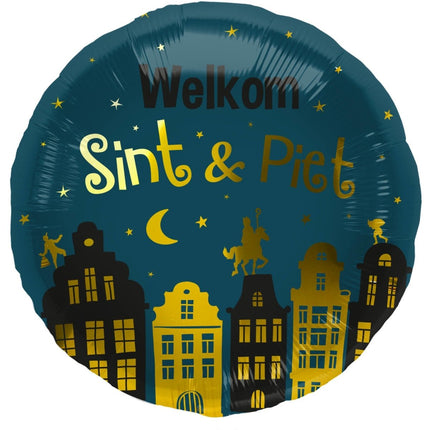 Helium Ballon Welkom Sint En Piet Leeg 45cm van Folat koop je bij Partywinkel