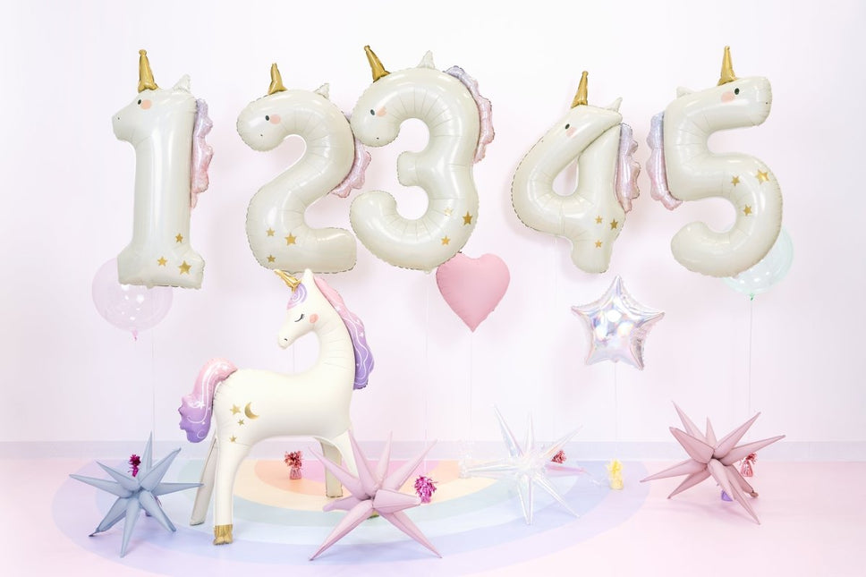 Heliumballon 5 Unicorn, 93cm, mix van Partydeco koop je bij Partywinkel