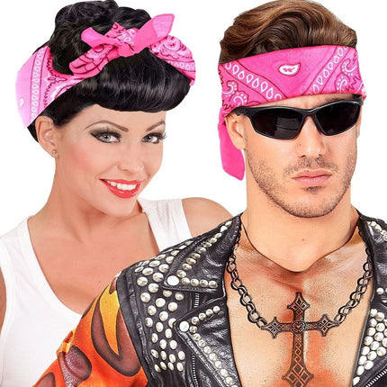 Hippie 60S Bandana Roze 55cm van Widmann koop je bij Partywinkel