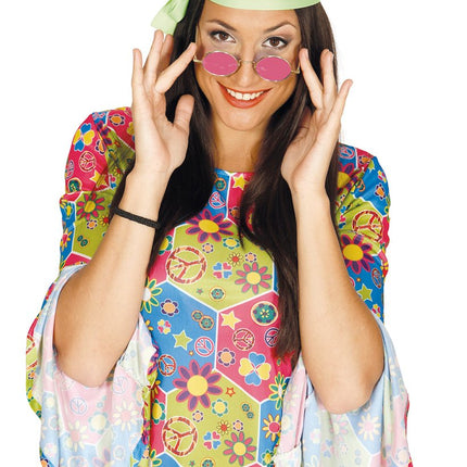 Hippie 60S Bril Roze 12,5cm van Fiestas Guirca koop je bij Partywinkel