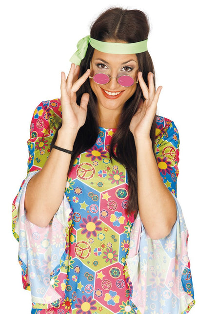 Hippie 60S Bril Roze 12,5cm van Fiestas Guirca koop je bij Partywinkel