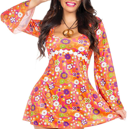 Hippie 60S Jurk Dames Bloemen Leg Avenue van Leg Avenue koop je bij Partywinkel