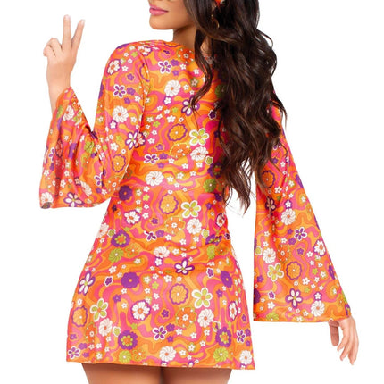 Hippie 60S Jurk Dames Bloemen Leg Avenue van Leg Avenue koop je bij Partywinkel