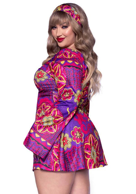 Hippie 60S Jurk Paars Roze Dames Leg Avenue van Leg Avenue koop je bij Partywinkel