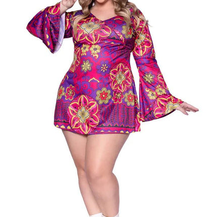 Hippie 60S Jurk Paars Roze Dames Leg Avenue van Leg Avenue koop je bij Partywinkel