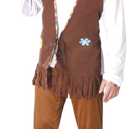 Hippie 60S Kostuum Bruin Wit Heren van Fiestas Guirca koop je bij Partywinkel