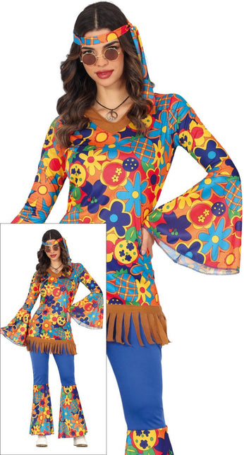 Hippie 60S Kostuum Dames Bloemen 3 delig van Fiestas Guirca koop je bij Partywinkel