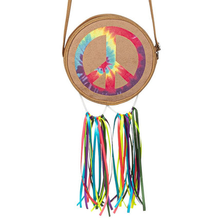Hippie 60S Schoudertasje Regenboog Peace van Boland koop je bij Partywinkel