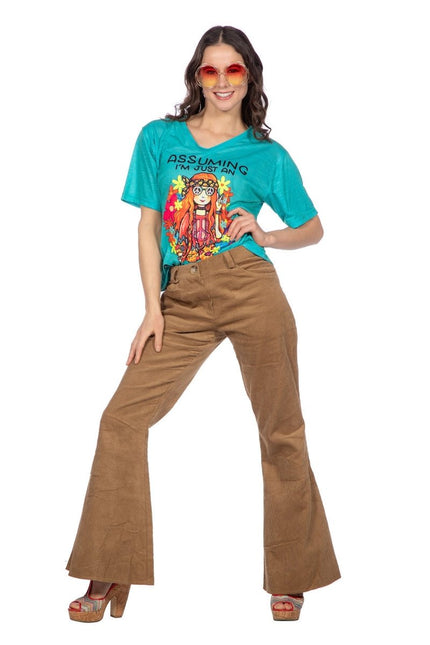 Hippie 60S Shirt Blauw Dames van Wilbers & Wilbers koop je bij Partywinkel