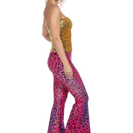 Hippie 60S Broek Paars Roze Dames Glitter van Wilbers & Wilbers koop je bij Partywinkel