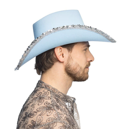 Hoed cowboy Spark lichtblauw van Boland koop je bij Partywinkel
