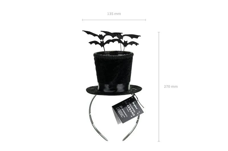 Hoed Haarband Zwart Met Vleermuizen van Partydeco koop je bij Partywinkel