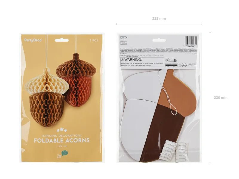 Honeycomb Acorns, 27cm, mix van Partydeco koop je bij Partywinkel