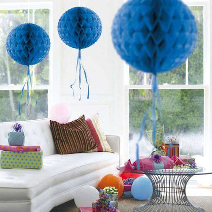 Honeycomb Bal Blauw 30cm van Folat koop je bij Partywinkel