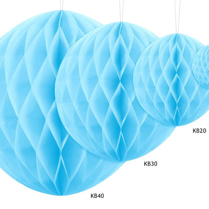 Honeycomb Bal Lichtblauw 30cm van Partydeco koop je bij Partywinkel