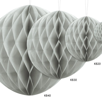 Honeycomb Bal Lichtgrijs 30cm van Partydeco koop je bij Partywinkel