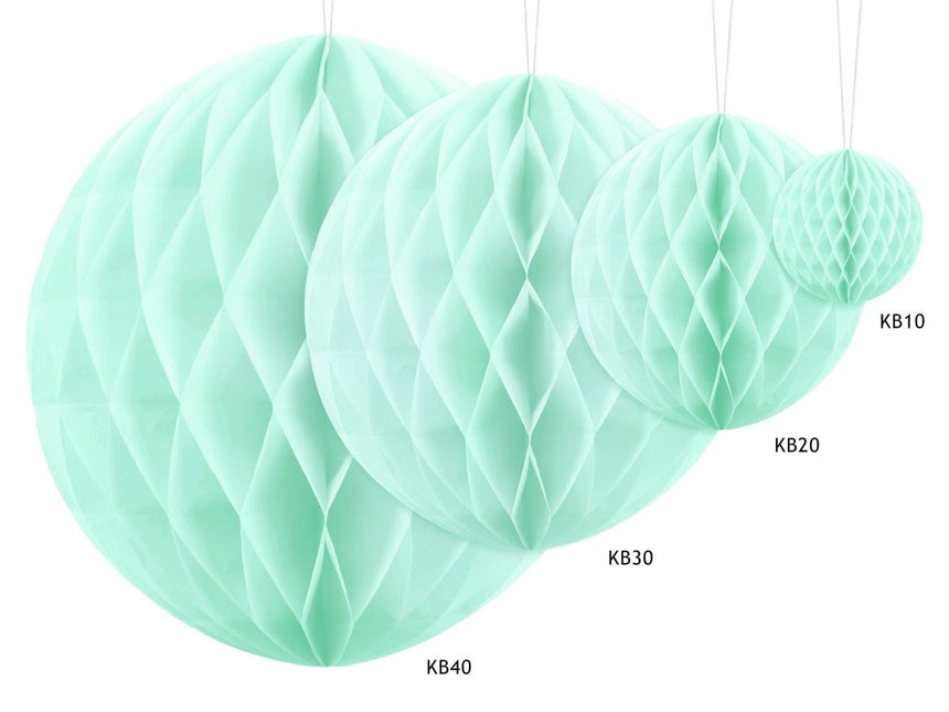 Honeycomb Bal Mintgroen 20cm van Partydeco koop je bij Partywinkel