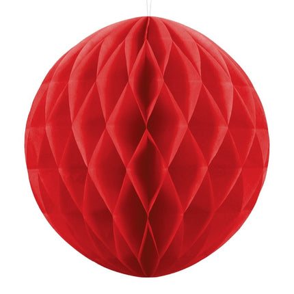 Honeycomb Bal Rood 40cm van Partydeco koop je bij Partywinkel