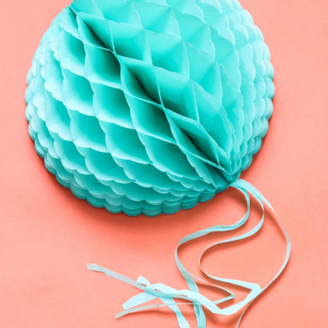 Honeycomb Bal Turquoise Franje 30cm van Folat koop je bij Partywinkel