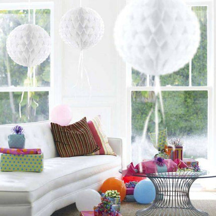 Honeycomb Bal Wit Franje 30cm van Folat koop je bij Partywinkel