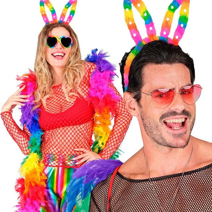 Hoofdband konijn regenboog met lampjes van Widmann koop je bij Partywinkel