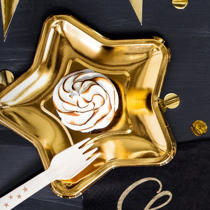 Houten Bestek Goud 16cm 18 delig van Partydeco koop je bij Partywinkel