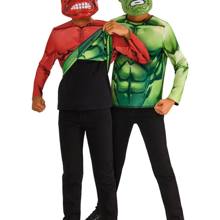 Hulk Reversible Shirt en Maskers Kind