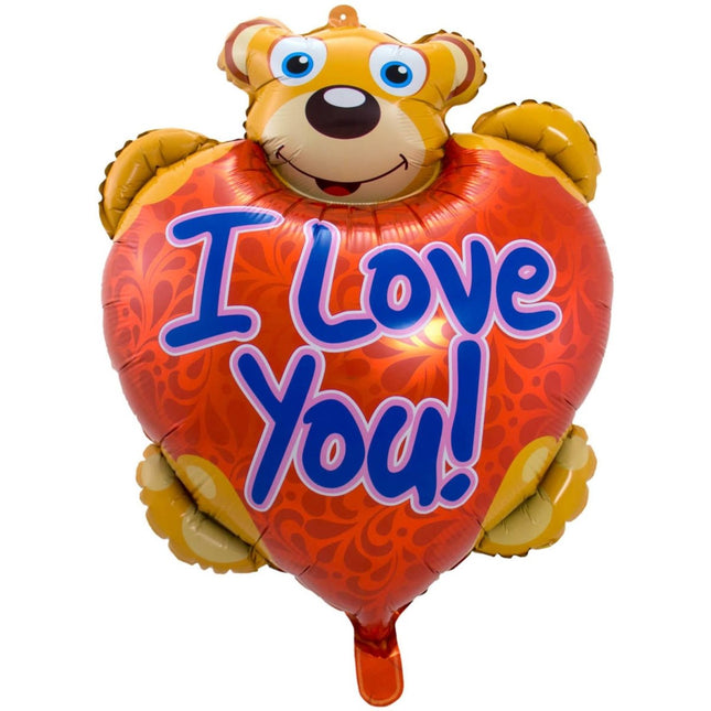 Hart Helium Ballon Rood Leeg I Love You Teddybeer 80cm van Folat koop je bij Partywinkel