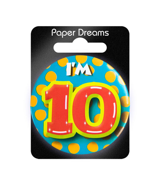 I'm 10 Button 10 Jaar 5,5cm van Paper Dreams koop je bij Partywinkel