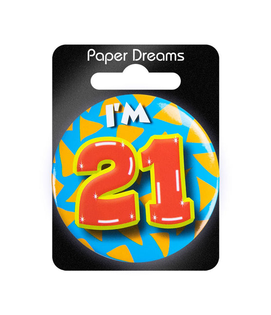 I'm 21 Button 21 Jaar 5,5cm van Paper Dreams koop je bij Partywinkel