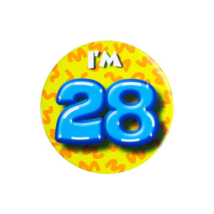I'm 28 Button 28 Jaar 5,5cm van Paper Dreams koop je bij Partywinkel