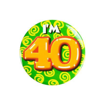 I'm 40 Button 40 Jaar 5,5cm van Paper Dreams koop je bij Partywinkel