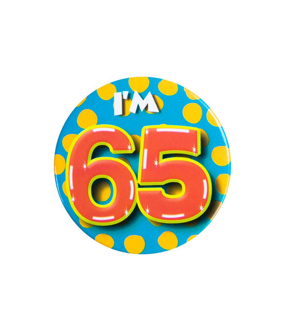 I'm 65 Button 65 Jaar 5,5cm van Paper Dreams koop je bij Partywinkel