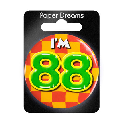I'm 88 Button 88 Jaar 5,5cm van Paper Dreams koop je bij Partywinkel