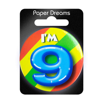 I'm 9 Button 9 Jaar 5,5cm van Paper Dreams koop je bij Partywinkel