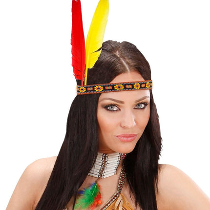 Indiaan Haarband Twee Veren van Widmann koop je bij Partywinkel