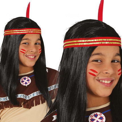 Indiaan Pruik Zwart Kind van Fiestas Guirca koop je bij Partywinkel