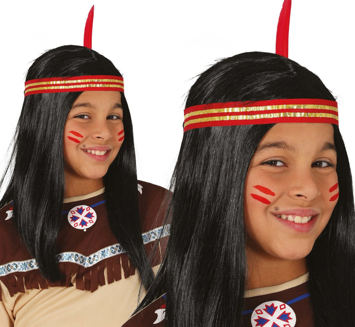 Indiaan Pruik Zwart Kind van Fiestas Guirca koop je bij Partywinkel