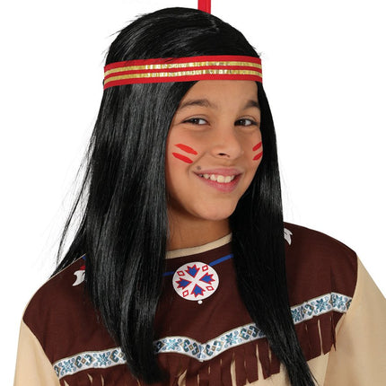 Indiaan Pruik Zwart Kind van Fiestas Guirca koop je bij Partywinkel