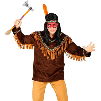 Indianen Shirt Heren Met Veer Haarband van Widmann koop je bij Partywinkel