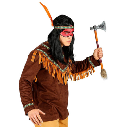 Indianen Shirt Heren Met Veer Haarband van Widmann koop je bij Partywinkel