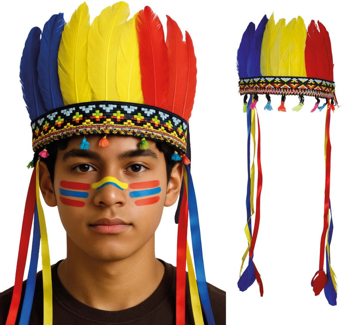 Indianentooi Gekleurd Veren van Fiestas Guirca koop je bij Partywinkel