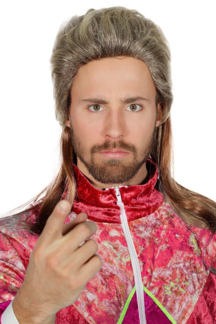 Jaren 80 Pruik Aso Lang Bruin/Blond van Wilbers & Wilbers koop je bij Partywinkel